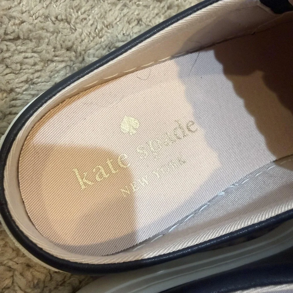 Kate Spade Andi Shoes Womens 9 Black Leather Mule Slip On Platform Sneakers